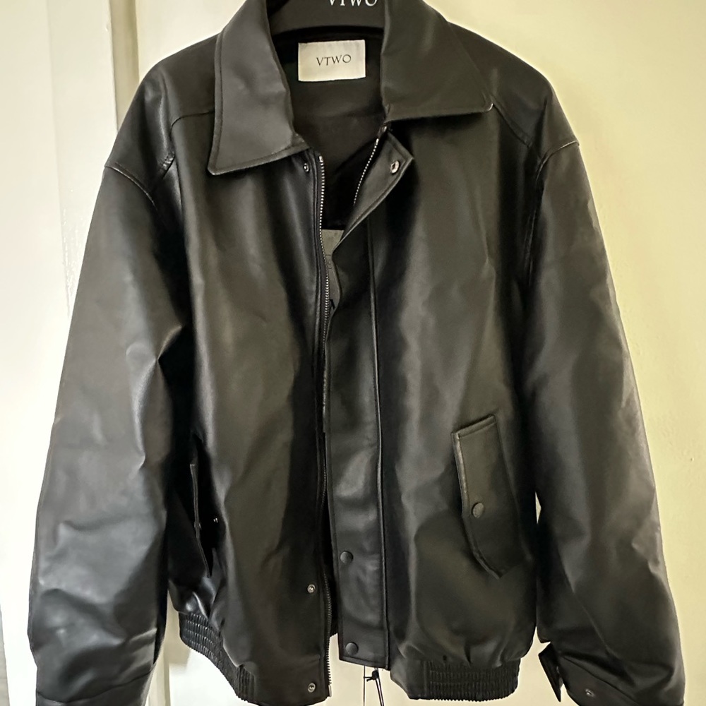 Leather bomber jacket